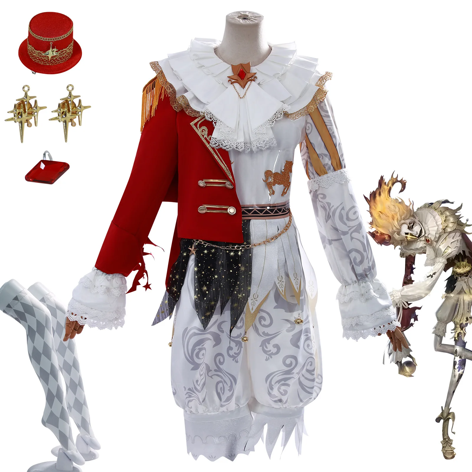 

The Fifth Personality Cos Costume Hustle Star King Toy Dealer Crying Clown Cosplay Two-dimensional Character Costume