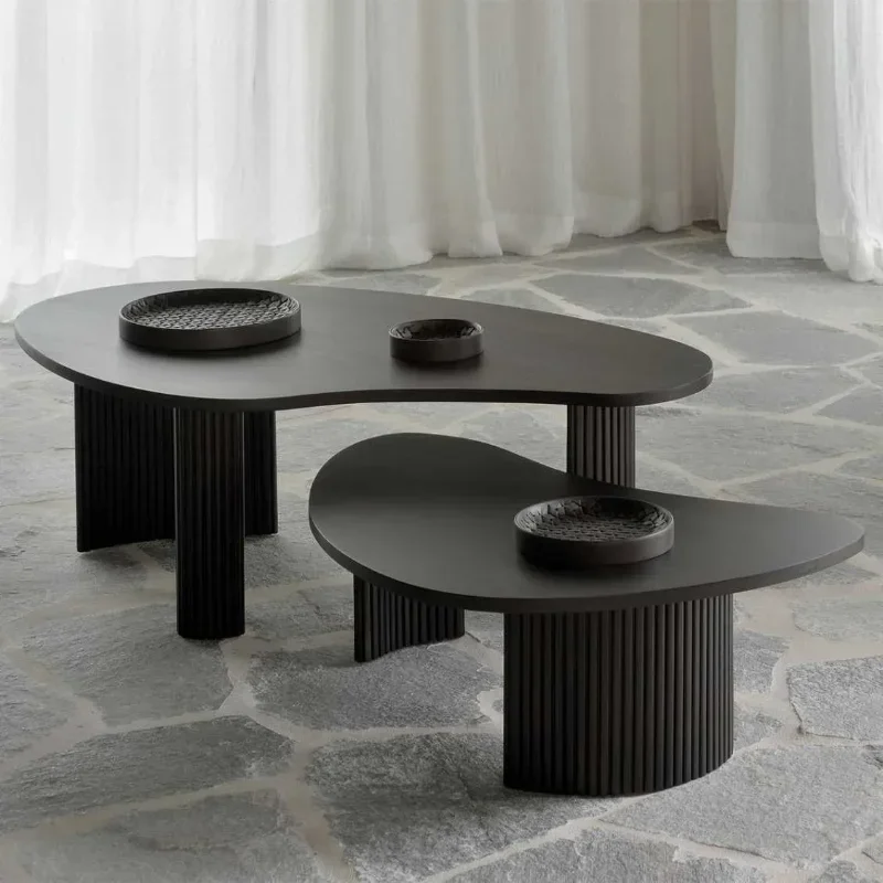 Silent Wind Crescent Design Tea Table Homestay Network Red Creative Irregular Tea Table Office Black  Combination