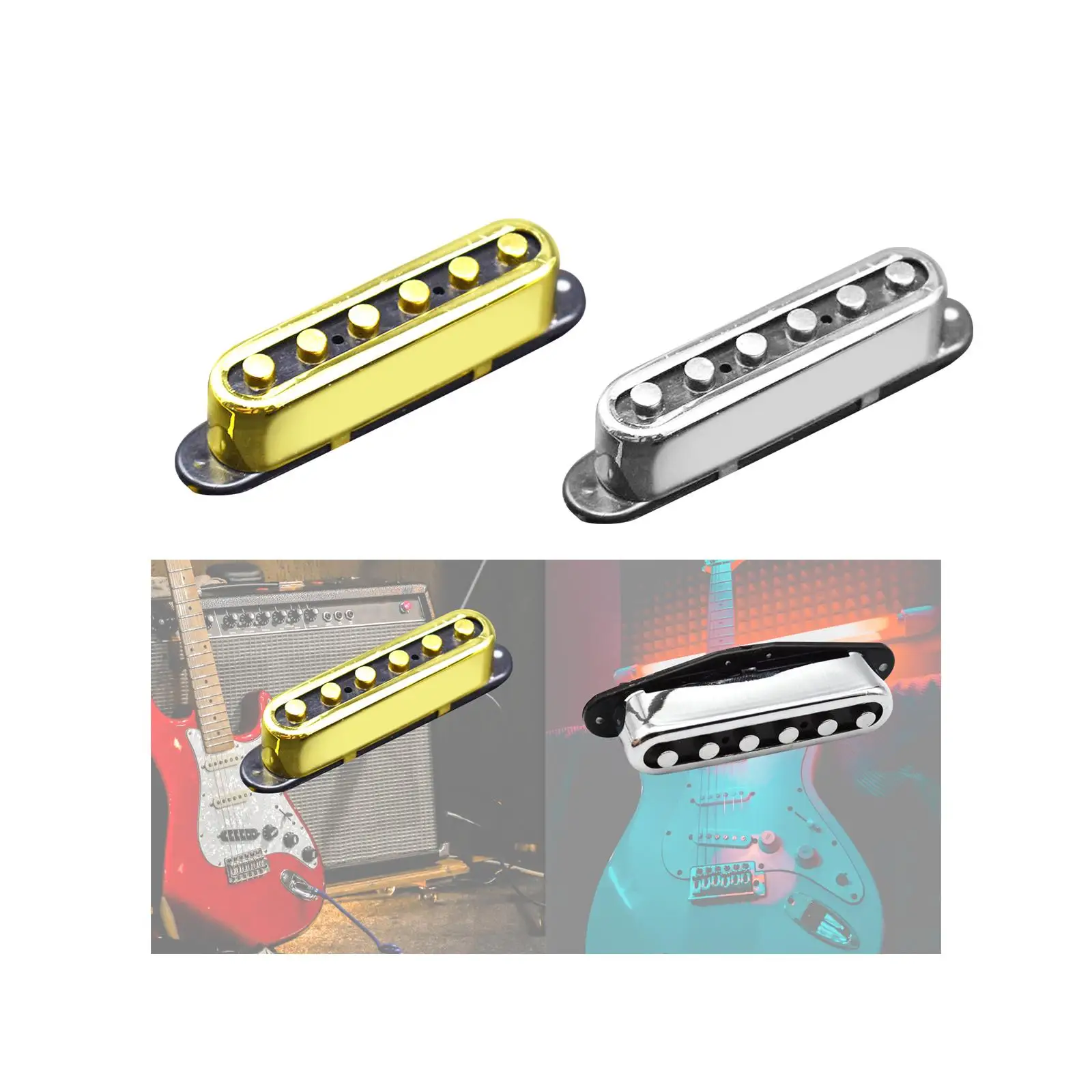 Electric Guitar Pickup Metal Single Coil Neck Bridge Durable Build Precise Fit for 6 String Electric Guitar Modifications