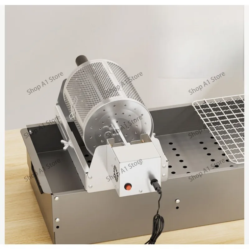 Automatic Rotating Round BBQ Cage, Stainless Steel Smoker Grill Basket, Rotisserie Barbecue Mesh Cage for Outdoor Smoking