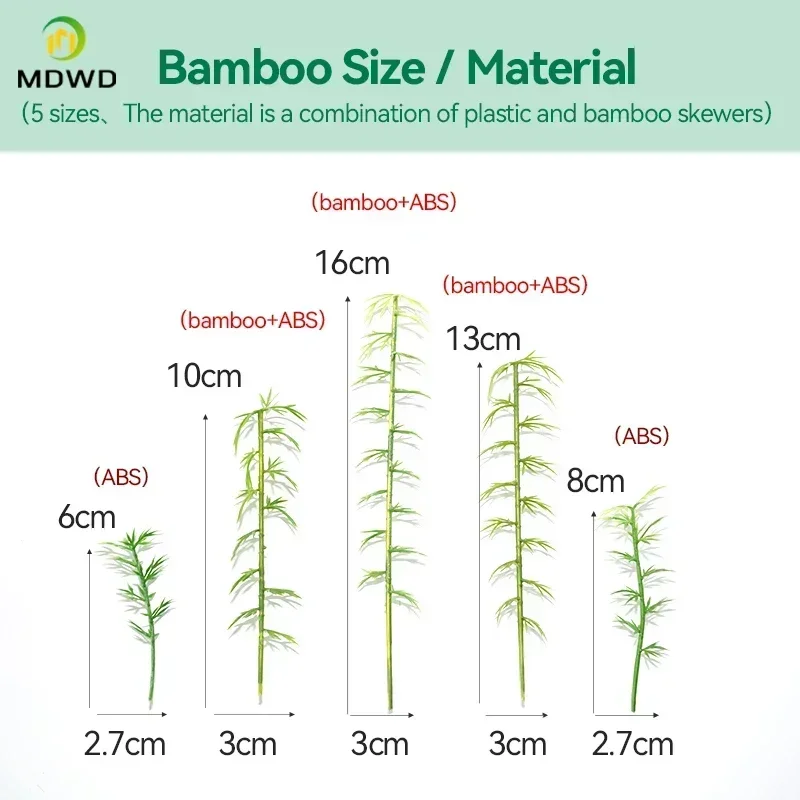 5 pçs 6cm 8cm 12cm 15cm modelo em miniatura de plástico paisagem árvore de bambu mesa de areia modelo decoração acessórios kits brinquedos de construção