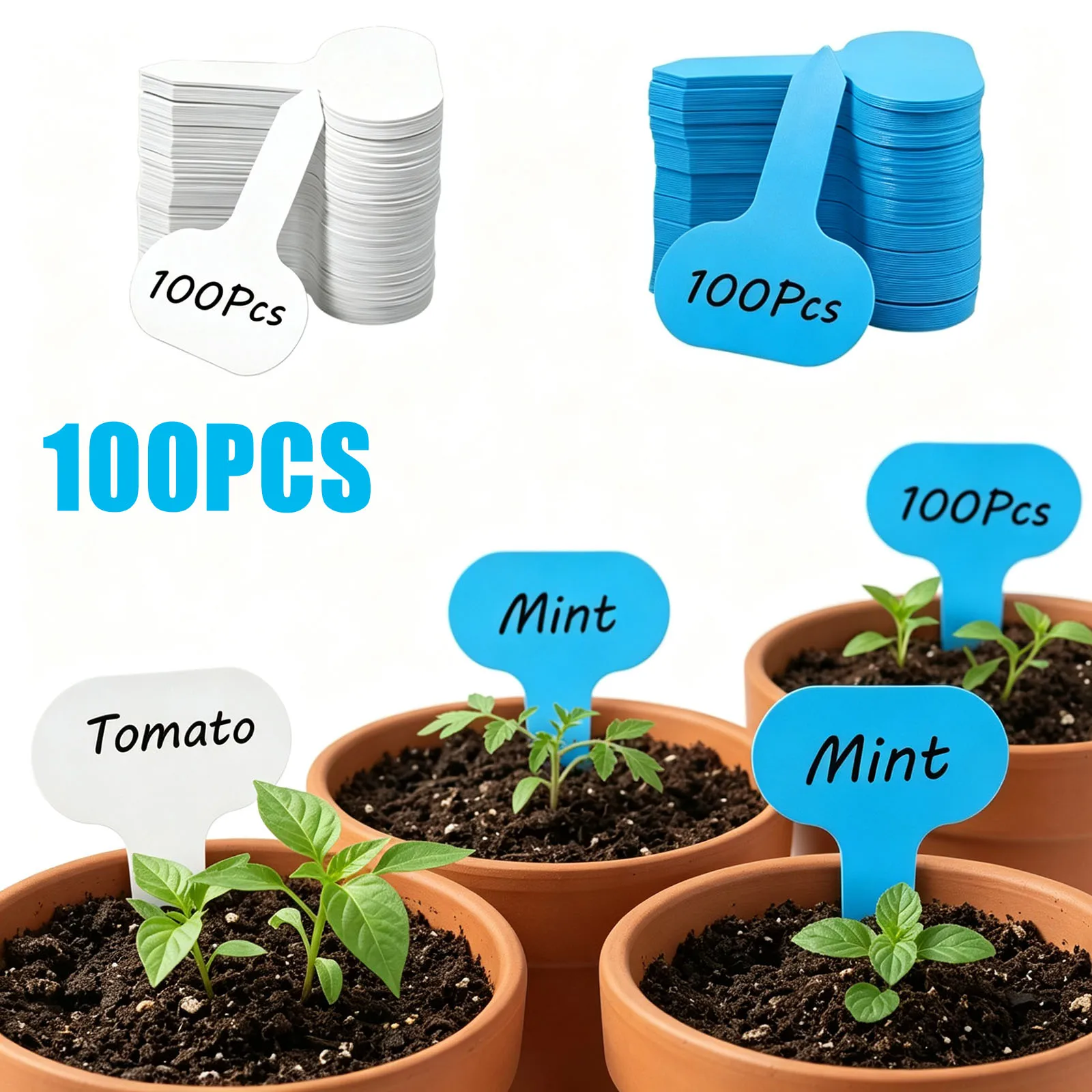100PCS lant Labels Garden Marker Vegetable Gardening Tag Waterproof T-Type Garden Seed Stake Tag for Outdoor Indoor Potted Plant