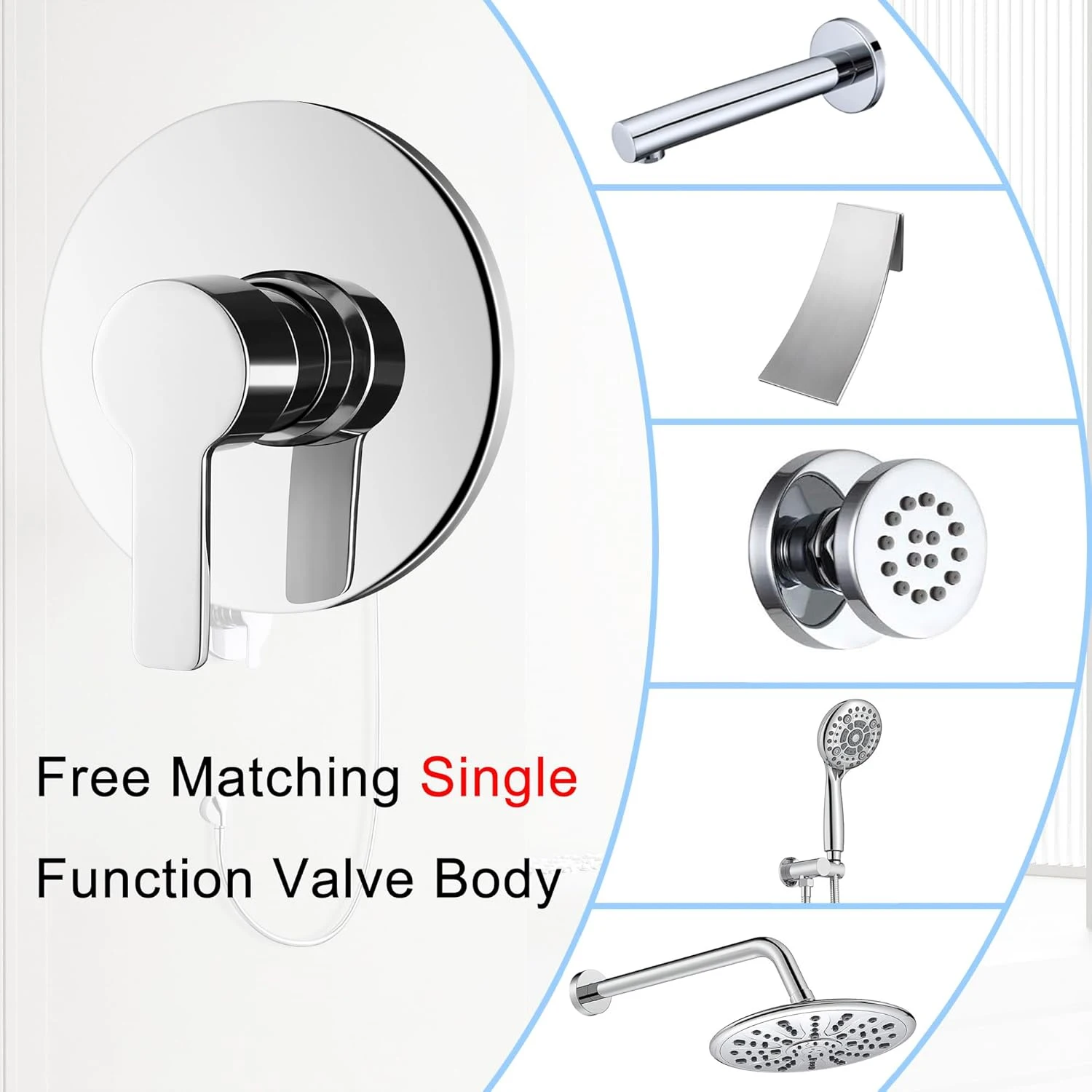 Bathroom Shower Hot and Cold Mixer Valve Single Function Shower Valves Concealed Control Valve For Shower Head Chrome