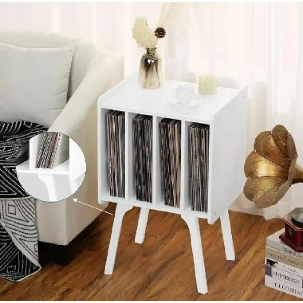 

modern phonograph stand, vinyl record storage table with 4 cabinets, which can store up to 100 records, modern turntable stand