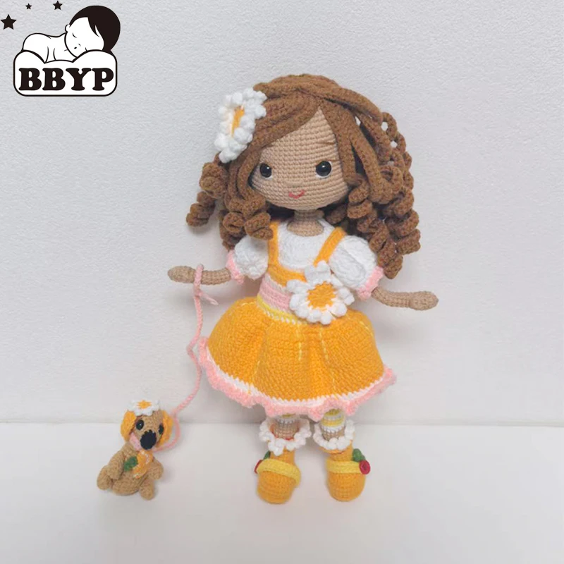 

Handmade Knitting Doll Crochet Orange Blossom Girl Crochet Dolls For Home Accessories Craft Toy Ornaments