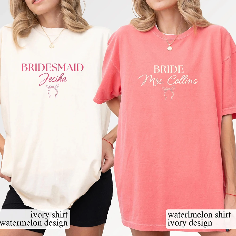 Funny Chic Custom Bride Bridesmaid Shirt Briedsmaid Proposal Gift Outfit Bridesmaid Custom Bachelorette Gift Y2K Unisex Top