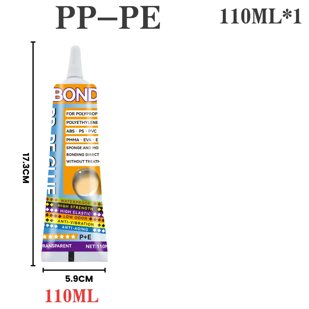 PP PE kunststof lijm Zwart en transparant Supersterke lijm voor polypropyleen, polyethyleen, ABS, PVC, PMMA, EVA-spons