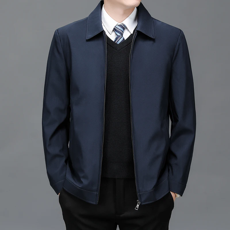 

Mens Jackets Casual Coats Men 2025 New Autumn Spring Jacket Zipper Turn Down Collar Brand Men's Business Office Coat Clothing