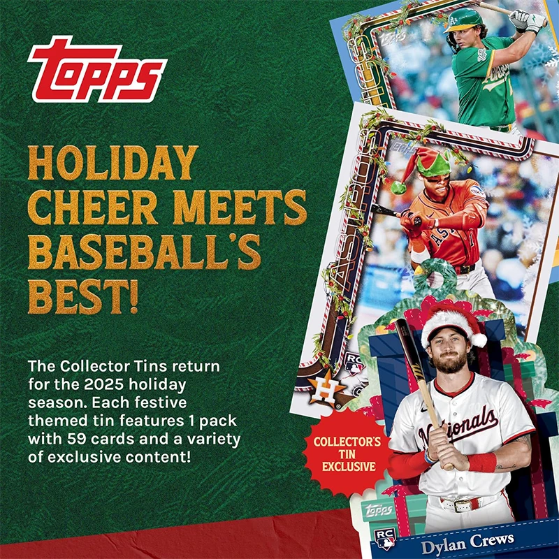 2025 Topps Holiday Baseball Tin Christmas Kolekcja Kart Kolekcjonerskich MLB Ultimate Fan Gift Box na Świąteczny Sezon Prezent dla Fanów