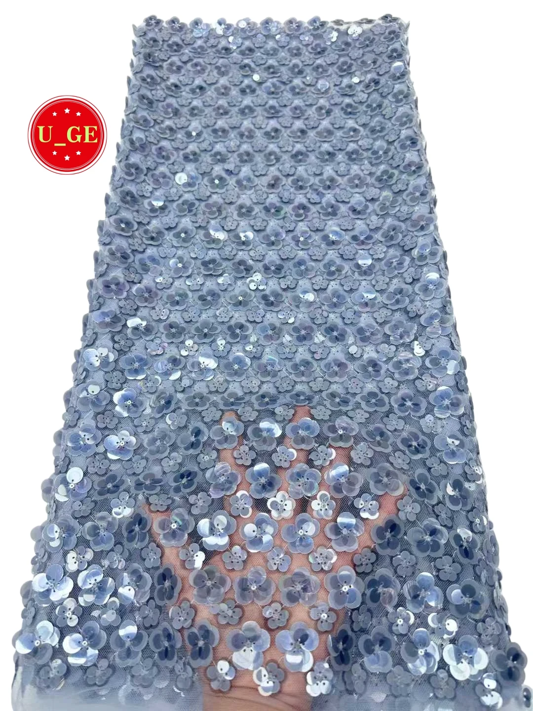 

2026Latest High Quality Delicate Eligant Soft Embroiderd Sequined Tulle Lace Fabric For Wedding Evening Dress U_Ge2598