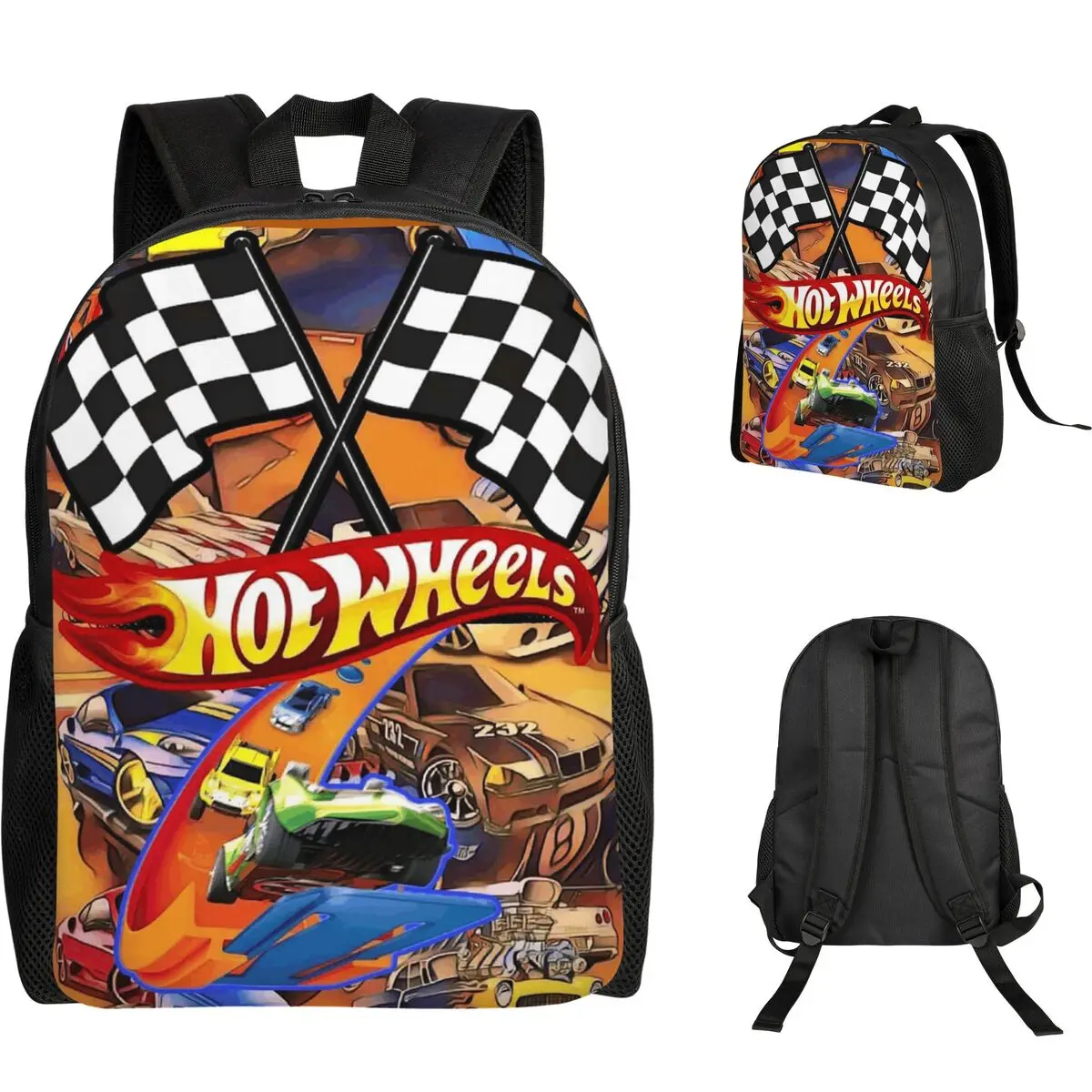 Hot Wheels Race Backpack Student Boys Girls BookBag School Bag Computer Shoulder Bags