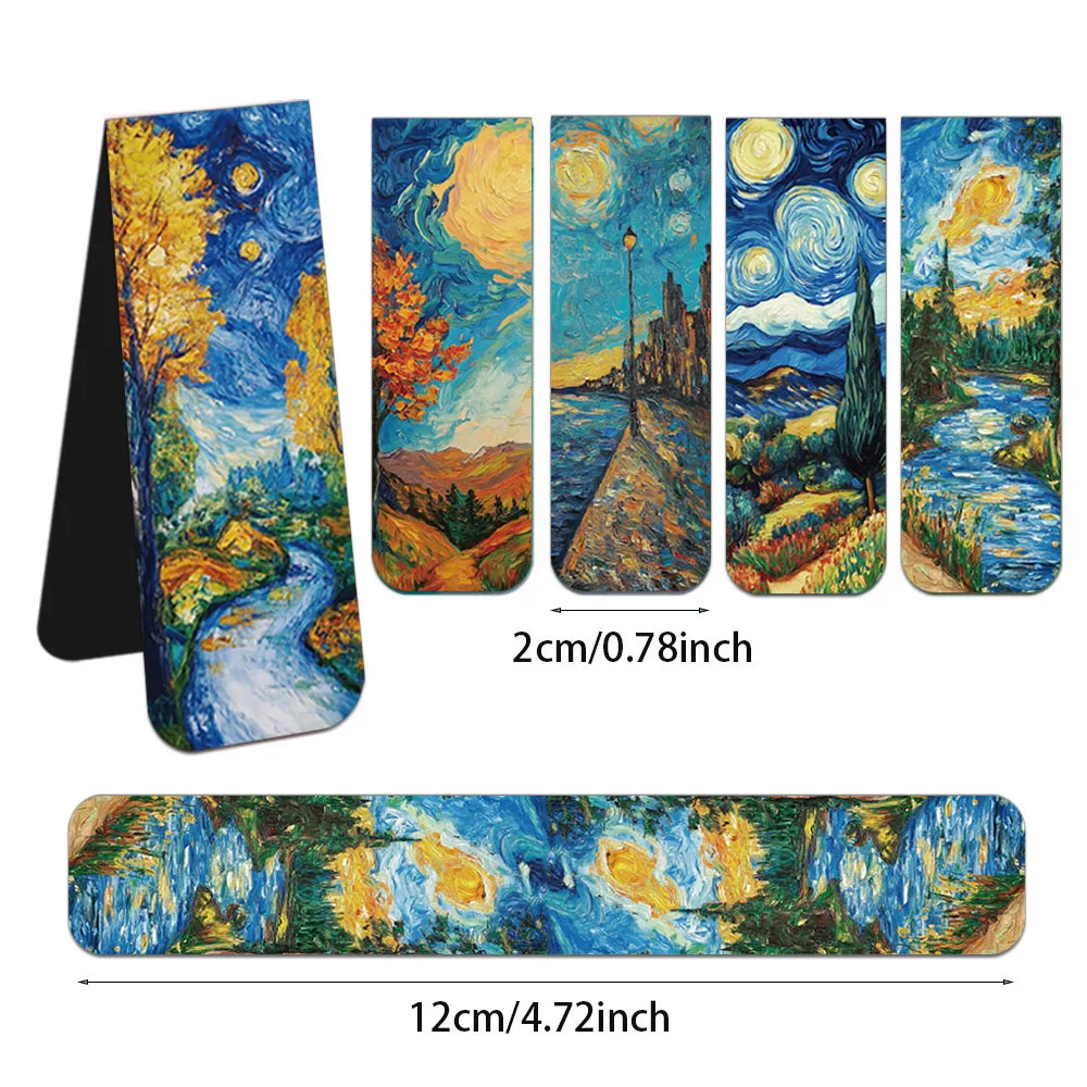 5 قطعة منتج جديد بسيط فان جوخ مشهد Ins نمط الغلاف الجوي المغناطيسي المرجعية لوازم الطلاب كتاب الديكور المرجعية #3
