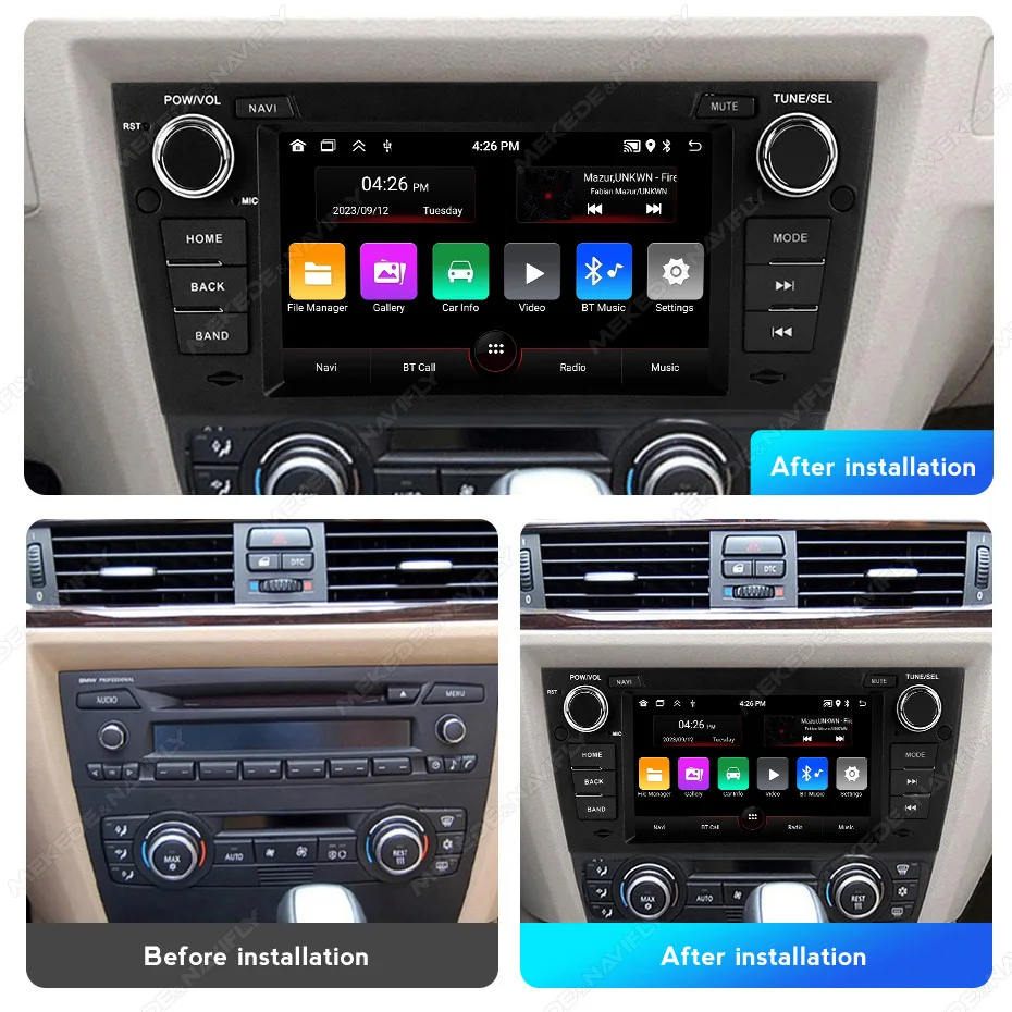 Navifly-مشغل سيارة لاسلكي لسلسلة BMW 3 ، أنظمة سيارات أندرويد ، راديو سيارة ، مشغل فيديو ، نظام تحديد المواقع ، ستيريو 2Din ، E90 ، E91 ، E92 ،-، 7 in