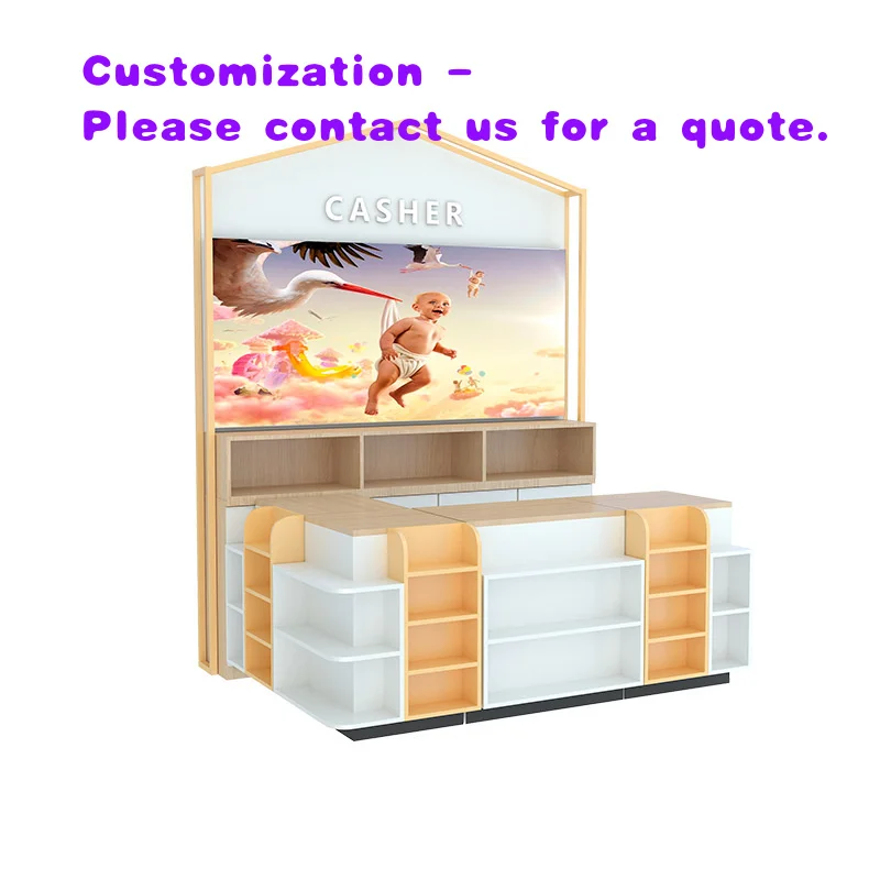 custom.Custom Supermarket Shopping Mall Maternity and Formula Store Cashier Counter Wooden Combination bar Counter