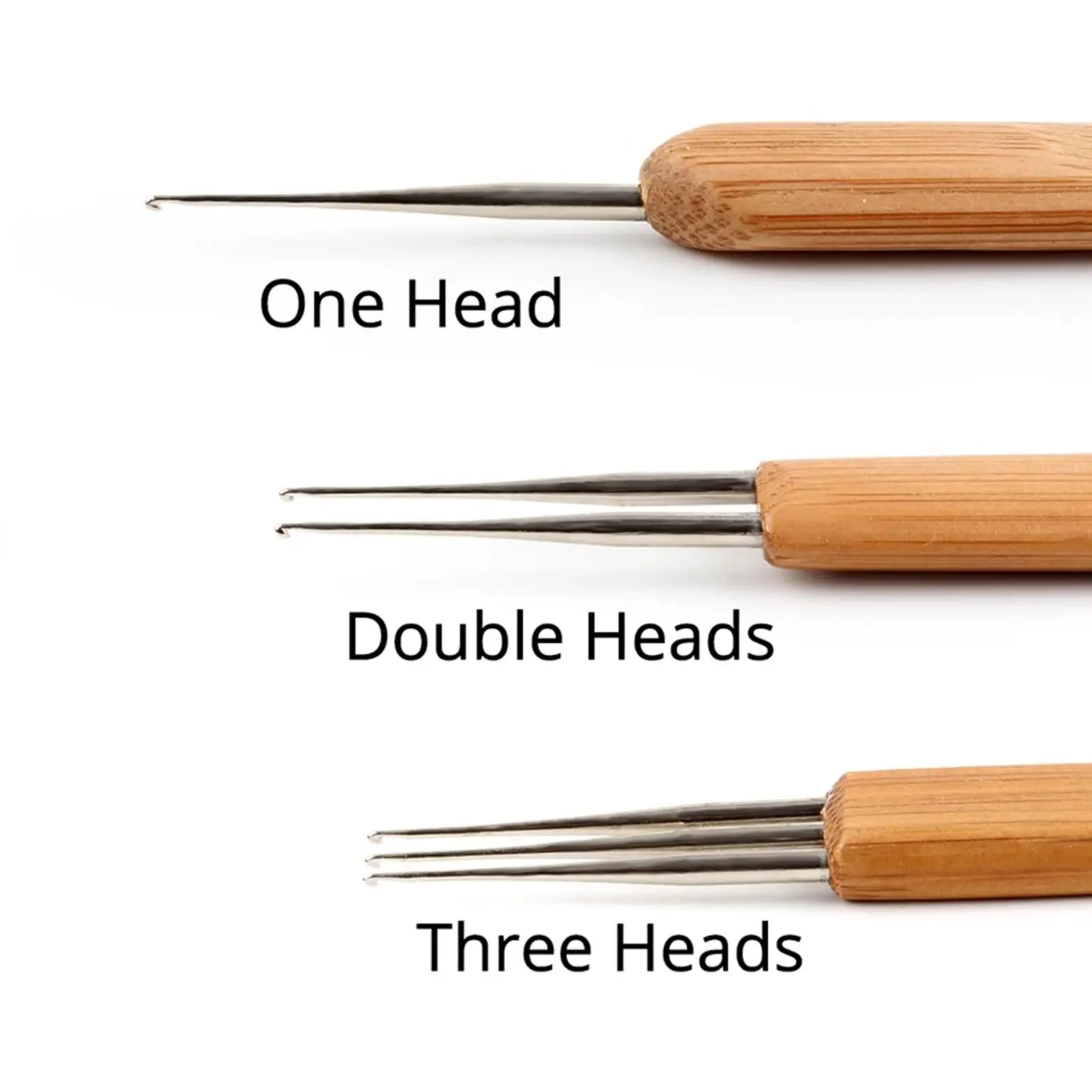 3x Dreadlock Crochet Hook Wooden Handle for Braid Crafts Hair Accessories