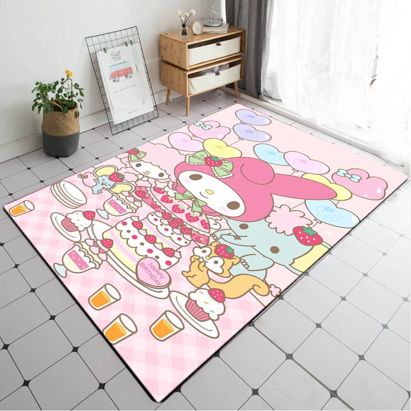 Sanrio My Melody Large Area Rugs 3D Printing Carpets for Living Room Kids Bedroom Home Decor Anime Child Non-slip Floor Mat Gift