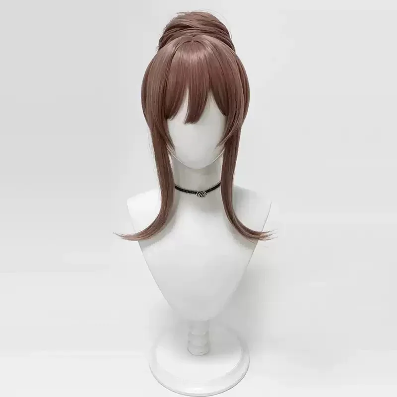 

2025 aaa Nikke Goddess of Victory Noir Cosplay Wig Brown Bun Heat Resistant Synthetic Hair Halloween Party Role Play Carnival +