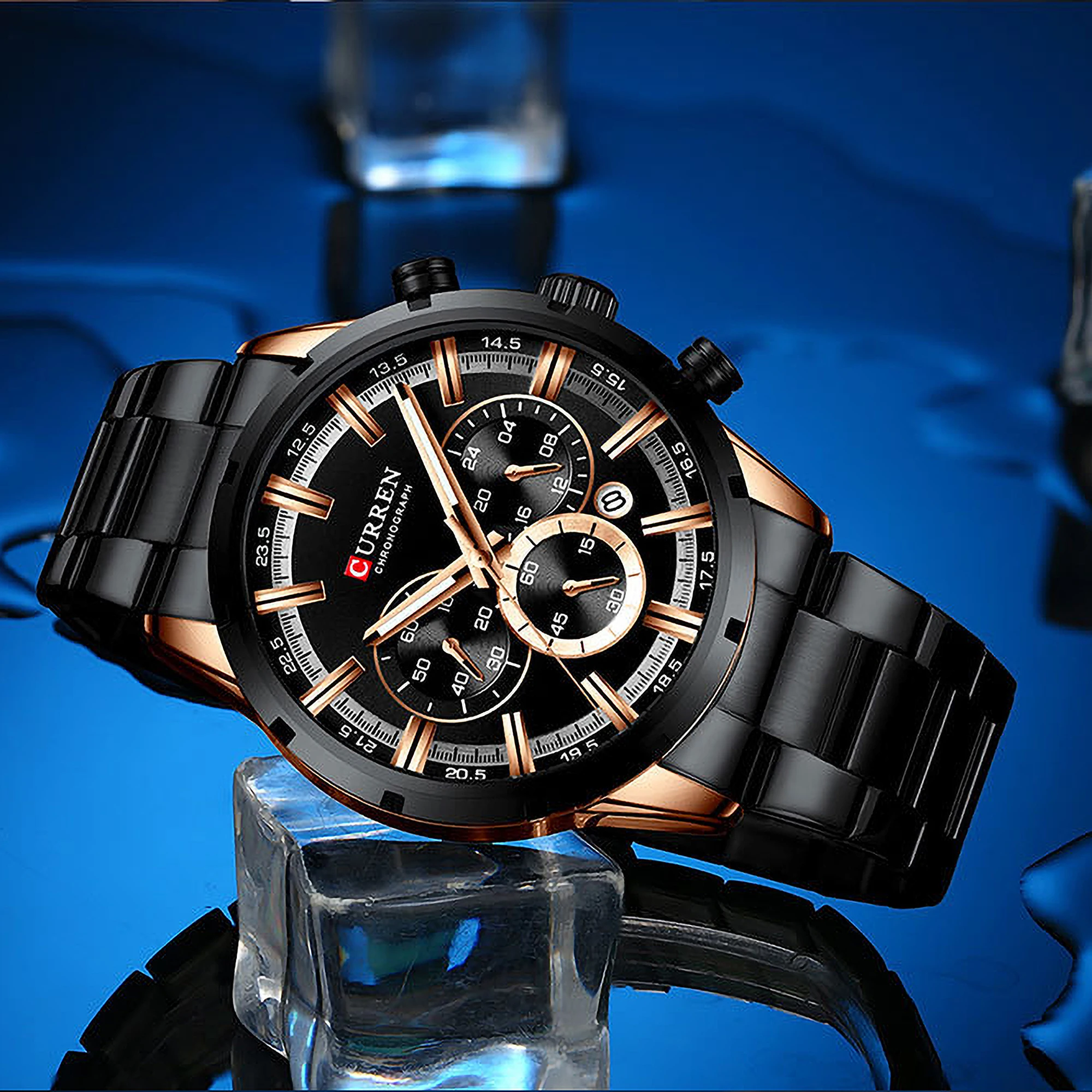 New Relogio Masculino CURREN Hot Fashion Mens Watches Top Brand Luxury Wrist Watch Quartz Clock Watch Men Waterproof Chronograph view 2