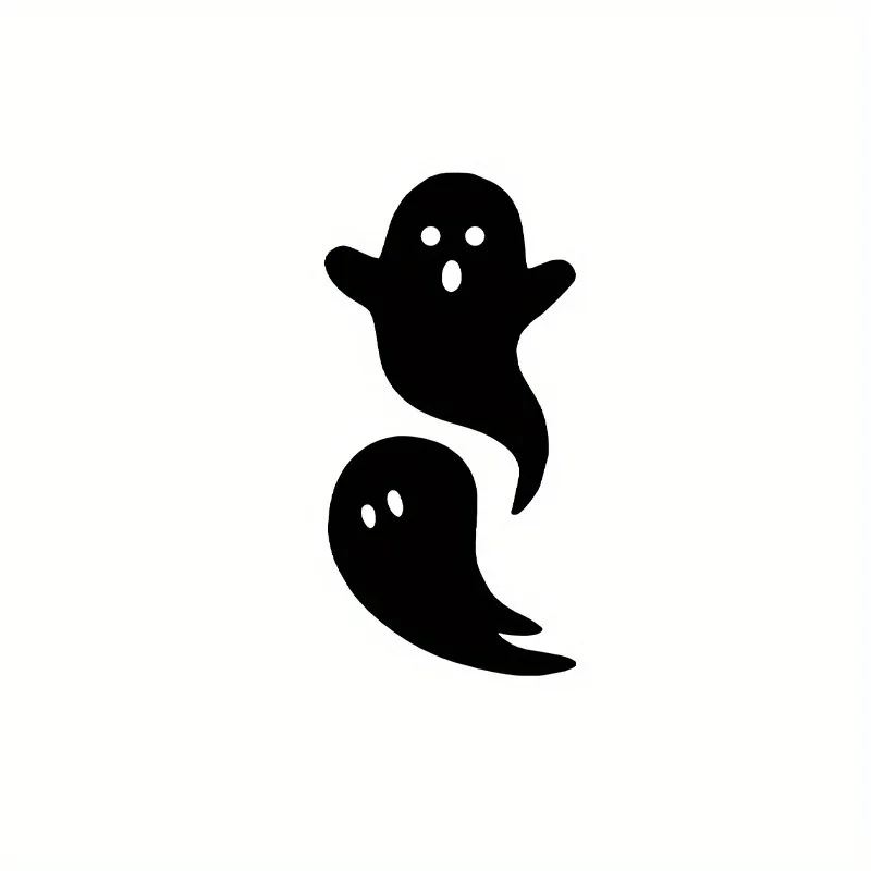 2D Flat 4pcs Cute Ghost Vinyl Sticker, Waterproof Self-Adhesive Decal for Car Mirror Motorcycle Decor, Holiday Gift