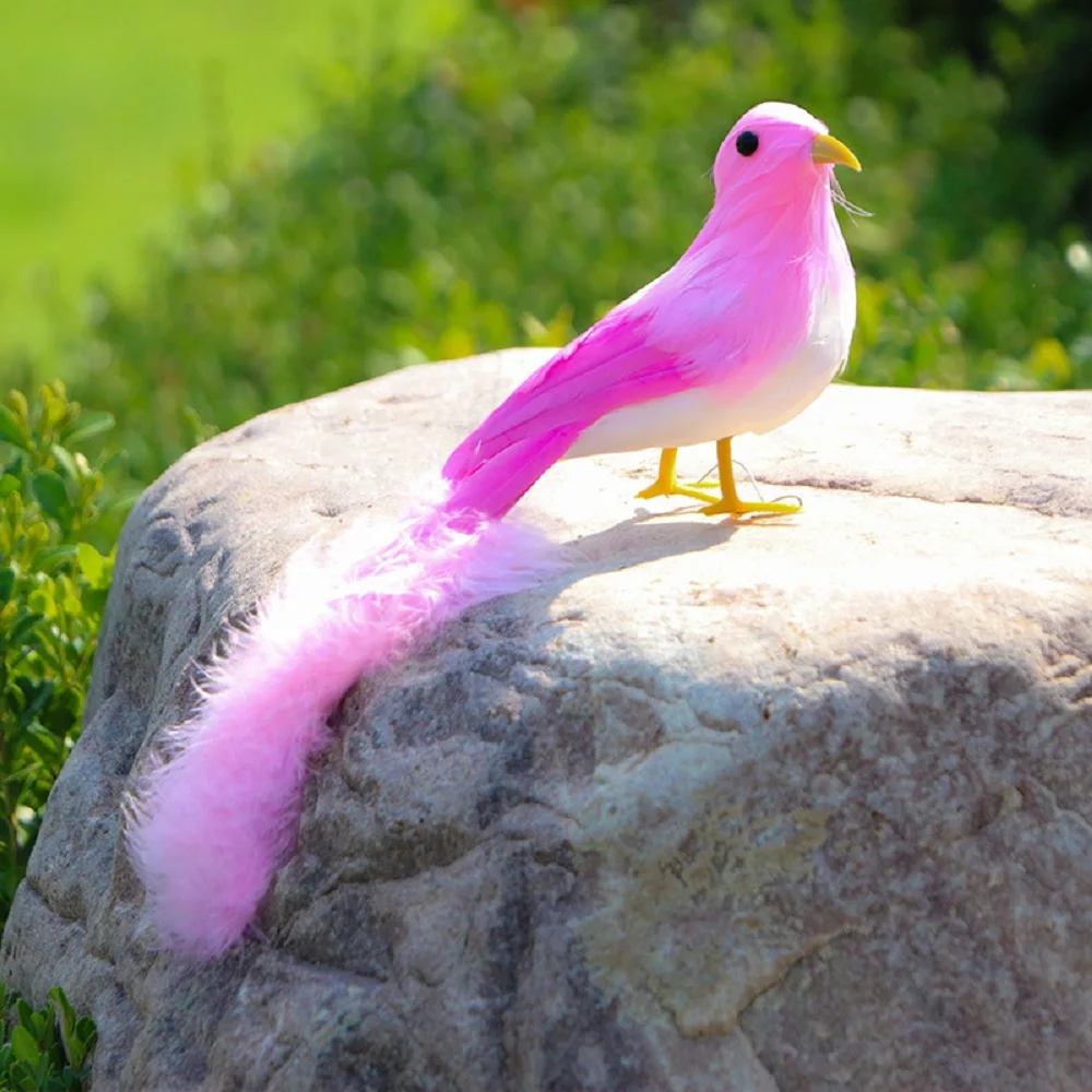 

cute simulation foam and feathers long tail pink bird toy gift about 25cm h2677