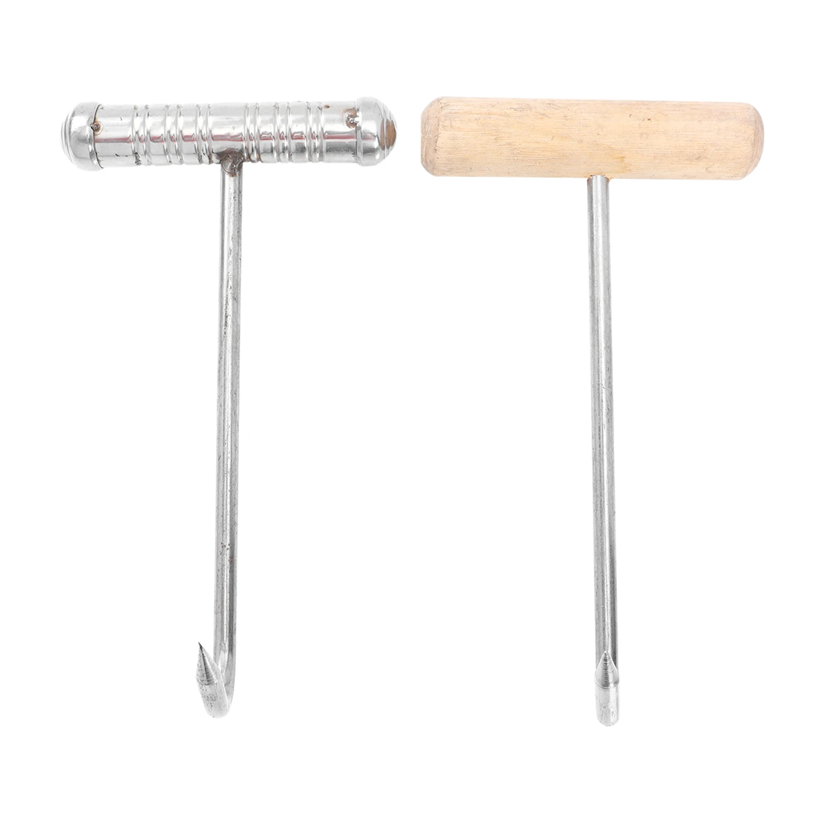 

2Pcs T-shaped Handle Meat Bone Hooks Safe Excellent Workmanship for Restaurant Kitchen Tools