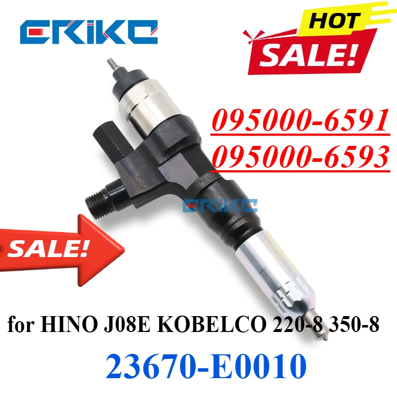 

Новый 23670-E0010 095000-6593 Автоматическая топливная форсунка 23670 E0010 095000-6590 для экскаватора HINO J08E KOBELCO 220-8