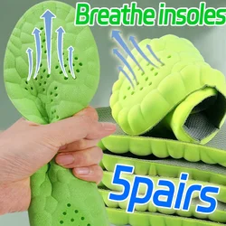 5 pares de zapatos desodorantes transpirables plantilla cojín plantilla absorción de impacto cojín hombres mujeres soporte alivio del dolor almohadillas de zapatos