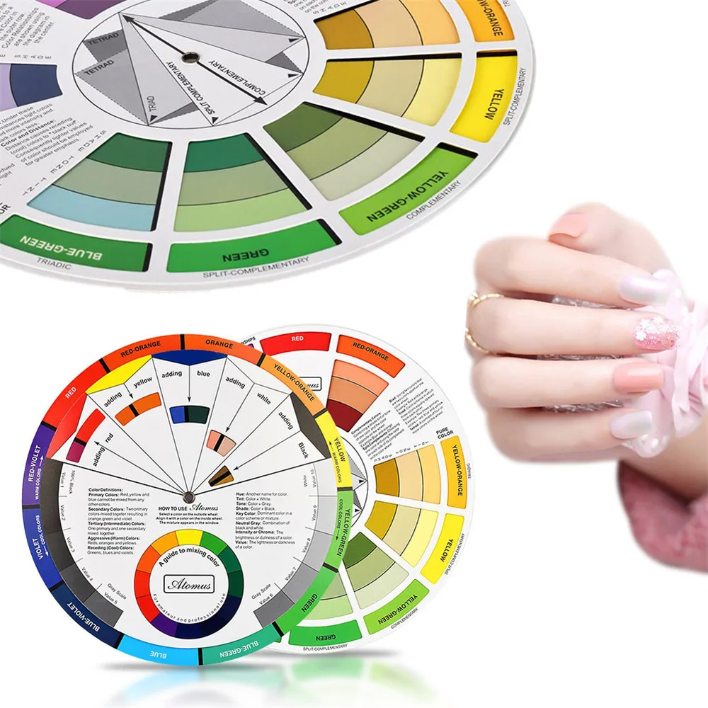 12/18 farben Tattoo Farben Rad Pigment Papier Karte Liefert Drei-tier Mix Guide Zentrale Kreis Drehen Tattoo Zubehör – Detail 2