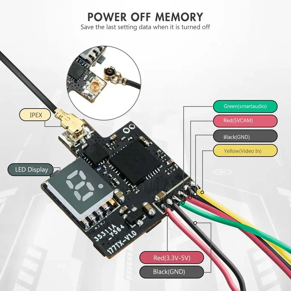 Eachine VTX03S 0/25/50/100/200mw 5.8Ghz 40CH Mini nadajnik FPV wsparcie PITmode Smartaudio dla drona RC