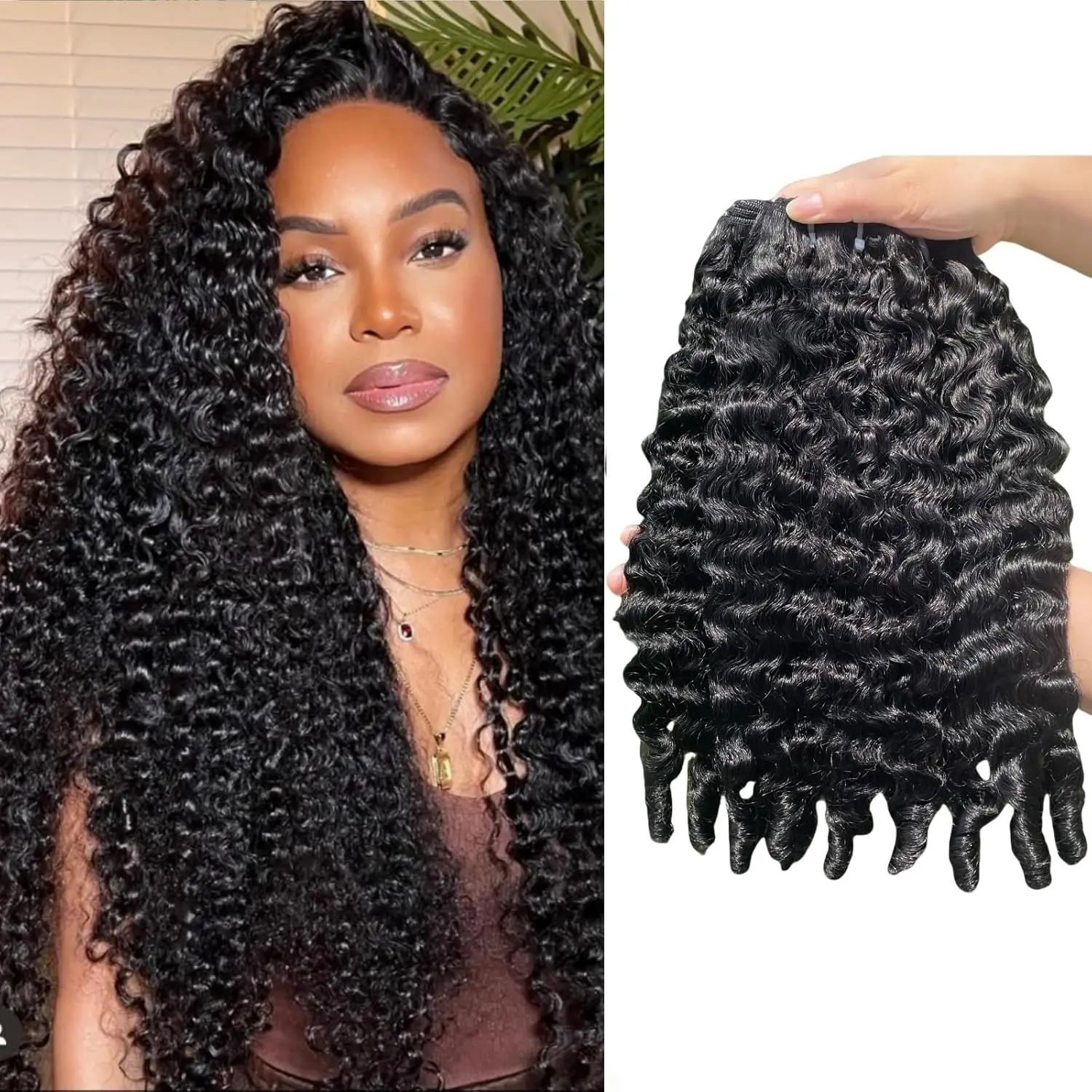 

Burmese Curly Human Hair Bundles Double Weft Weave Bundle 15A Virgin Hair Extensions Natural Black 1/3/4 Pcs