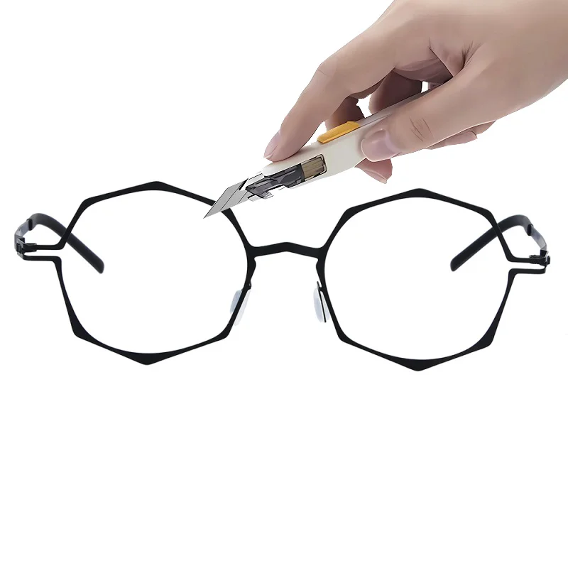 

Модные очки в форме многоугольного цветка, оправы для мужчин и женщин, ультралегкие, тонкие, 7 г, синие, не выцветающие, немецкие, безвинтовые.