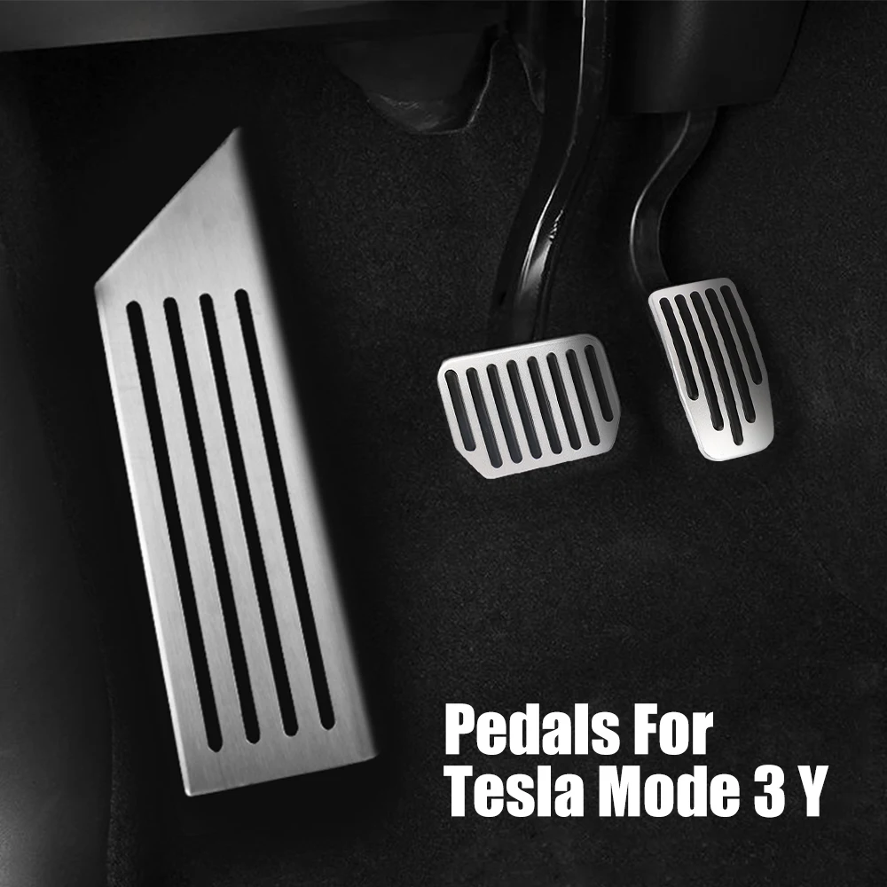Rest Brake Pedals With Rubber Pads Cover Aluminum Alloy Foot Pedal Car Accessories For Tesla Model 3 Y Auto Interior Parts