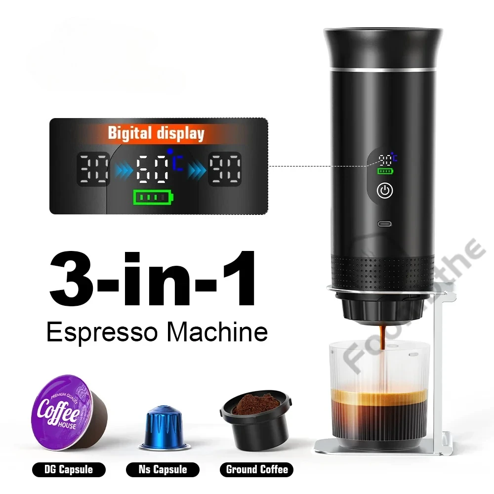 

Portable Espresso Coffee Machine With Digital Display 3-in-1 Capsule Coffee Maker for Car & Home Camping Coffee Maker