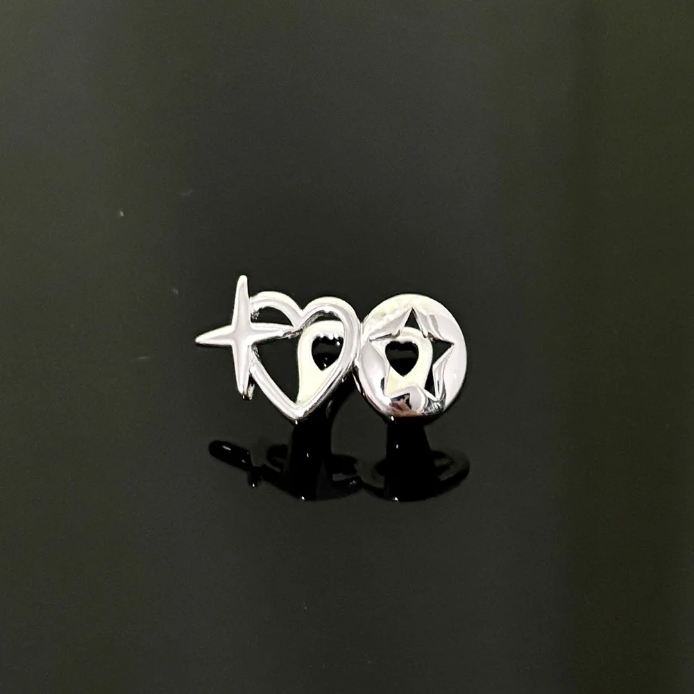 RACHELZ خمر الصليب مزدوجة الجوف القلب الأسنان Grillz الهيب هوب لامعة ستار الأسنان قبعات للنساء الرجال المجوهرات هالوين تأثيري #4