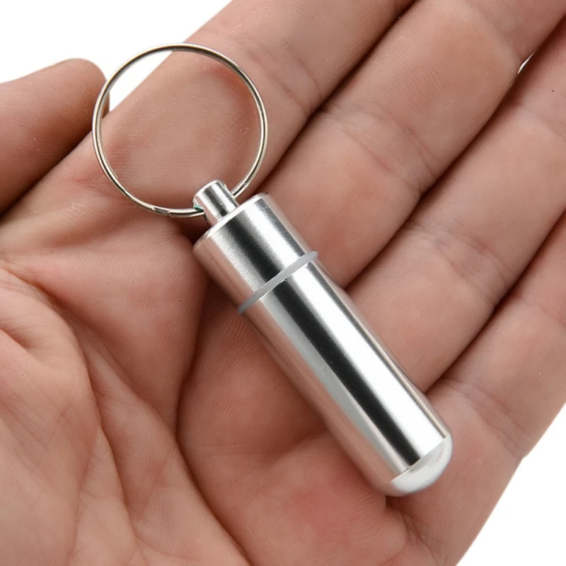 Waterproof Aluminum Alloy Pill Box Portable Medicine Case Capsule Container Bottle Holder Outdoor Pill Case Keychain
