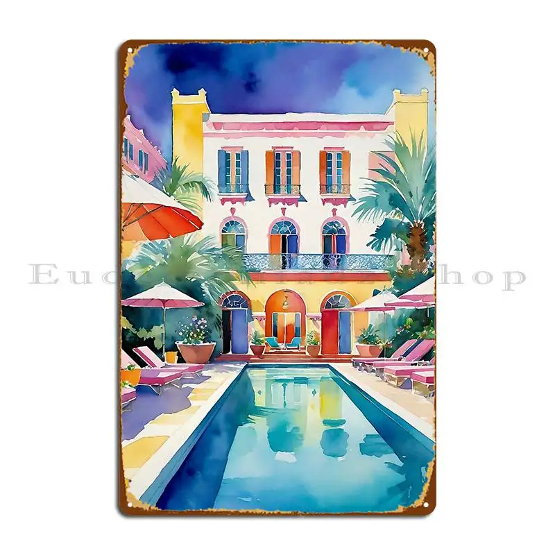 Dolce Vita In Bella Italia Hotel With Pool Metal Signs Vintage Designing Custom Wall Decor Printing Tin Sign Poster