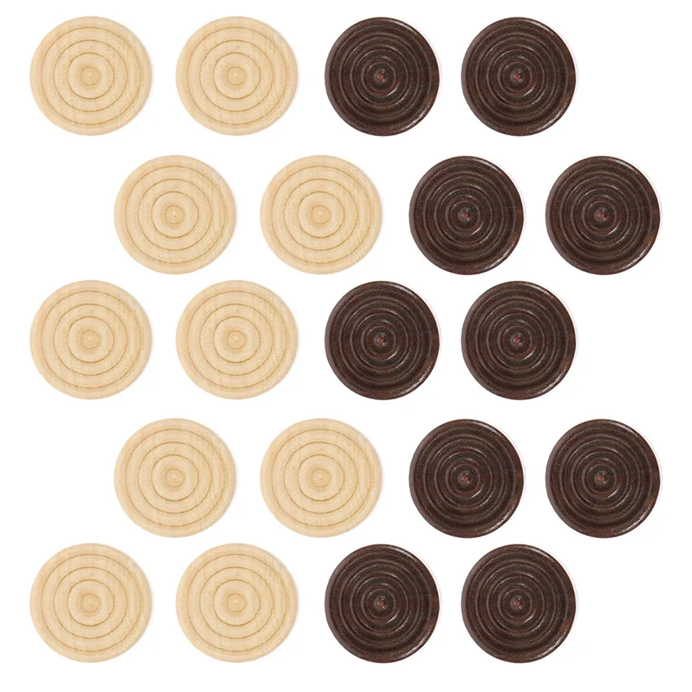

48Pcs Round Wooden Checkers Game Pieces Natural Wood Grain Aesthetic Design Safe Smooth Edges for Chess Checkers Learning Tools