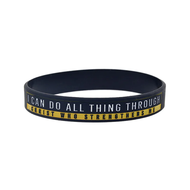 50 Pcs Jeremiah 29:11 Isaiah 40:31 PSALM 23:4 PHILIPPIANS 4:13 Silicone Wristband Christian Faith-Based Jewelry Bangle