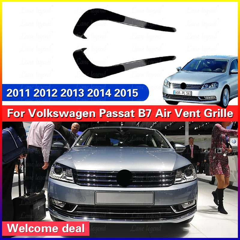 Front Bumper Spoiler Splitter Air Vent Fog Lamp Grille Trim For VW Volkswagen Passat B7 2011 2012 2013 2014 2015