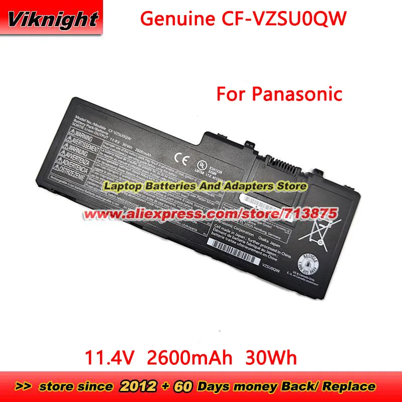 Genuine CF-VZSU0QW Battery CF-VZSU0QR CF-VZSUOQW 11.4V 2600mAh 30Wh for Panasonic ToughBook CF-20 Toughpad FZ-A2 CF-VZSUOQR 