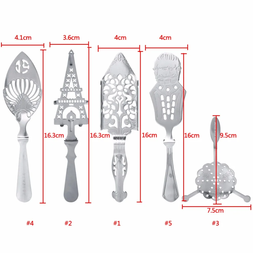 Stainless Steel Absinthe Spoons Wire Mixed Strainer Cocktail Shaker Drinking Colander Filter  Wormwood Spoon  Accessories