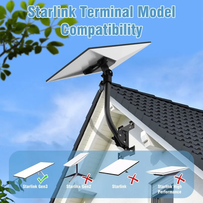 GOOD-Wall Mount Kit For Starlink Gen 3- For Starlink V3 Pipe Adapter And Install Bracket For Roof Top Exterior Wall