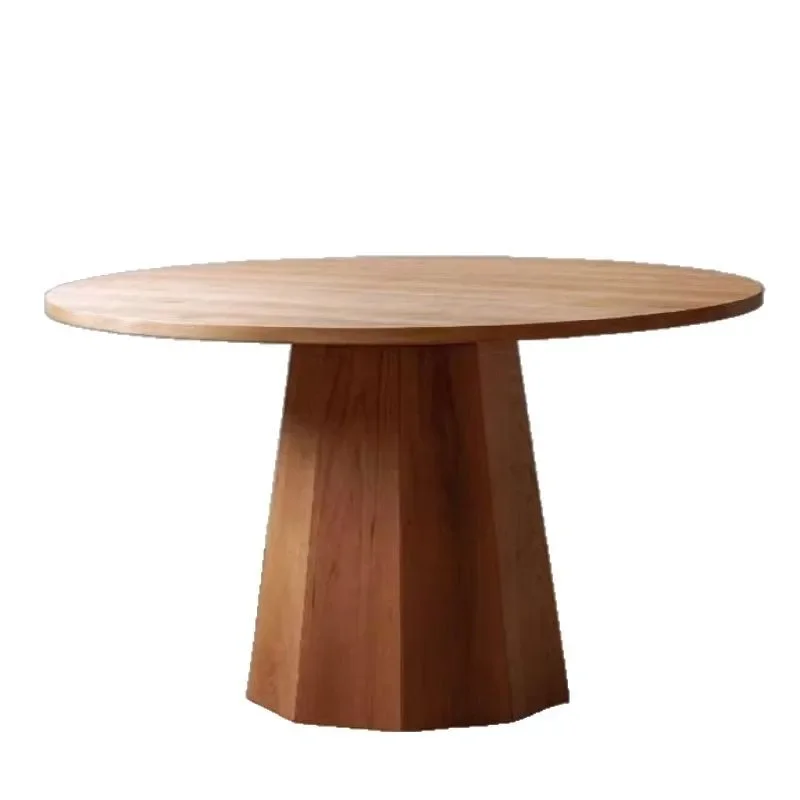 

Nordic solid wood, round and minimalist dining table, Japanese-style dining table and chair combination, simple