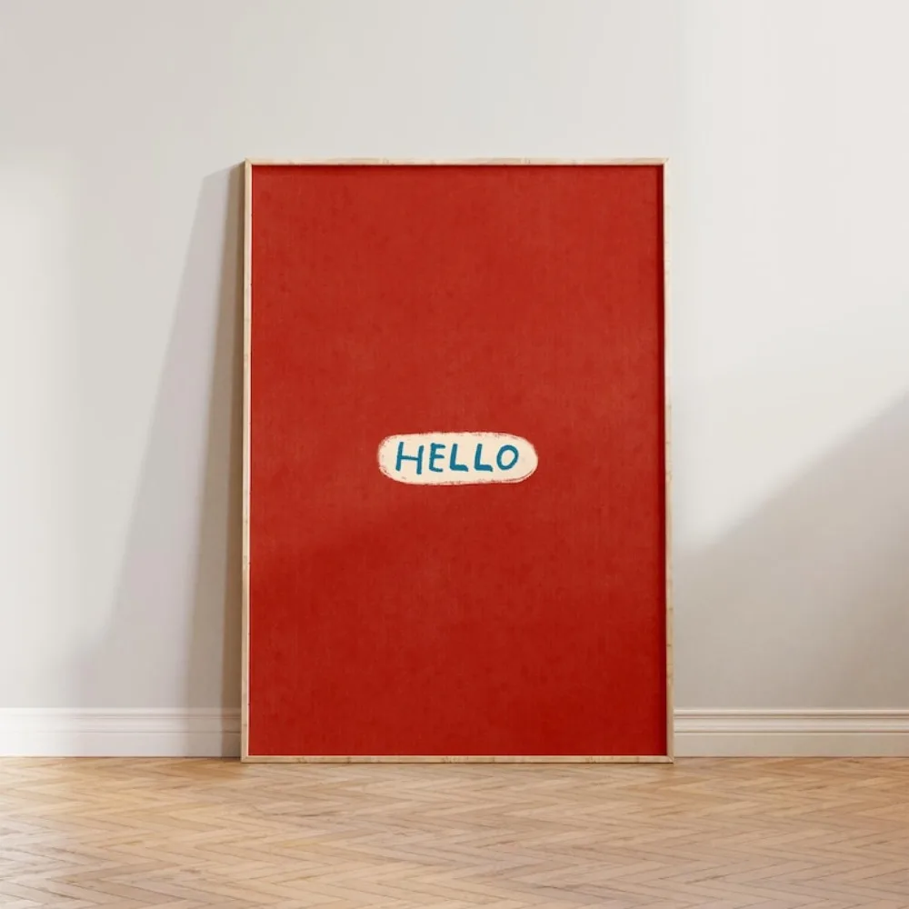 1pc Frameless Corridor Wall Art, Retro Wall Art, Hello Printing, Corridor Printing, Colorful Wall Decoration, Welcome Sign Art