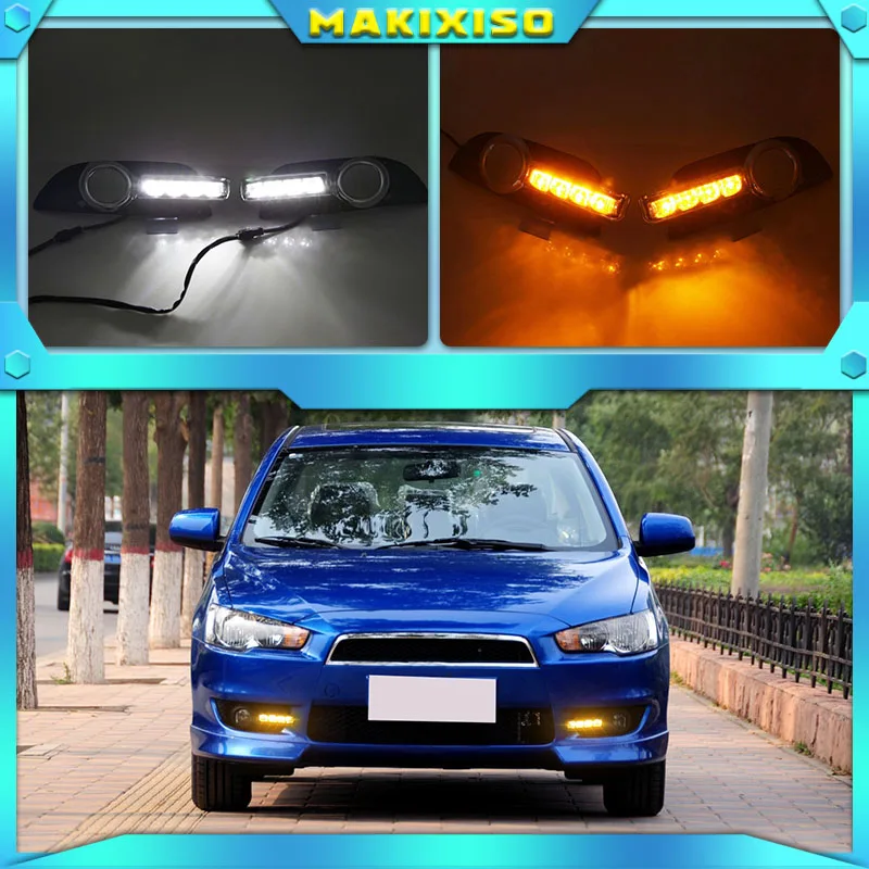 1 Set For Mitsubishi Lancer EX 2009 2010 2011 2012 2013 2014 LED DRL Daytime Running Lights Daylight Fog Head Lamp