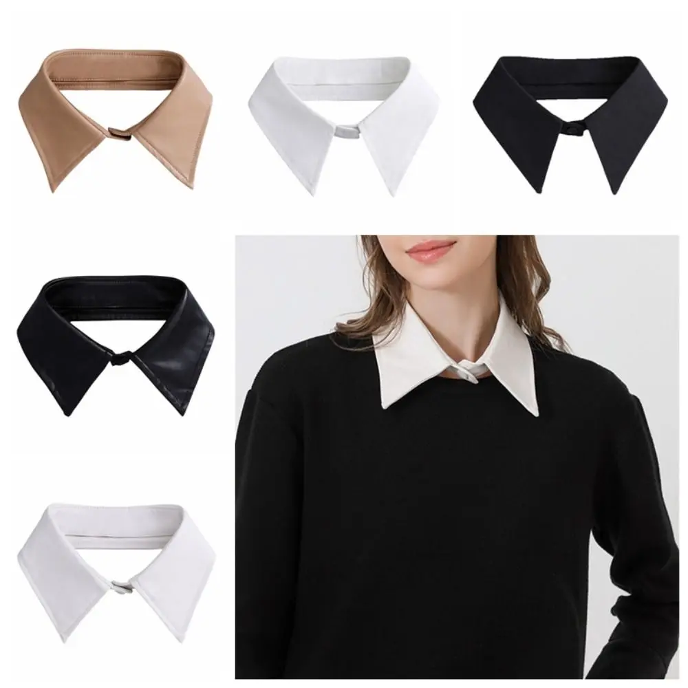 Chiffon PU Leather Fake Collar Square Korean Style Sweater False Collar Shawl Clothes Decoration Neck Shoulder Wraps Sewing