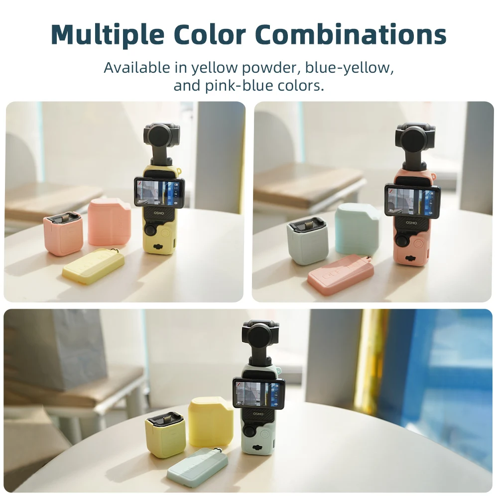 BRDRC Pocket 3 حافظة واقية معكرون اللون حافظة مطاطية من السيليكون لـ DJI Osmo Pocket 3 كاميرا مضادة للخدش مع غطاء العدسة