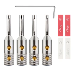 Viborg 4Pcs VB401S Pure Copper Silver Plated Banana Plug Speaker Cable Plug HIFI Audio Banana Plug