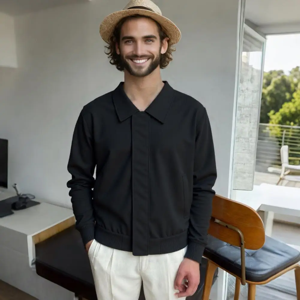 سترة رجالية أنيقة للرجال مع جيوب بفتحة أزرار بلون سادة ملابس خارجية فضفاضة مناسبة لارتداء معطف للرجال معطف رجالي