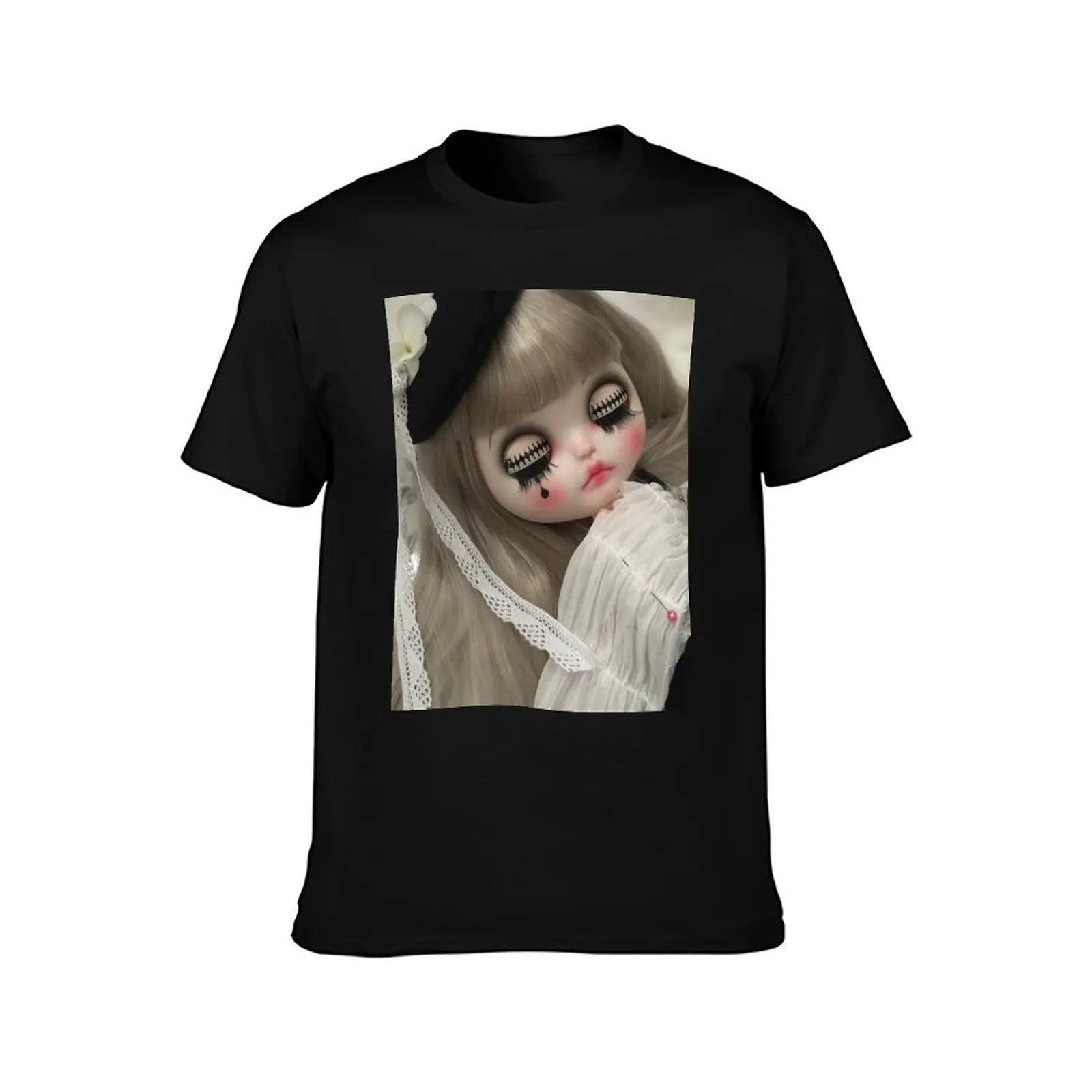 Paris Pierrot Clown Blythe Doll T-Shirt, Summer Casual Cotton Tee, Oversized Streetwear Tops, Vintage Graphic Print, 100% Cotton